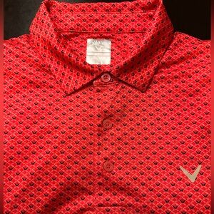 Callaway Opti-Dri Men's Size Large All Over Chevron Print Golf Shirt Polo Pink
